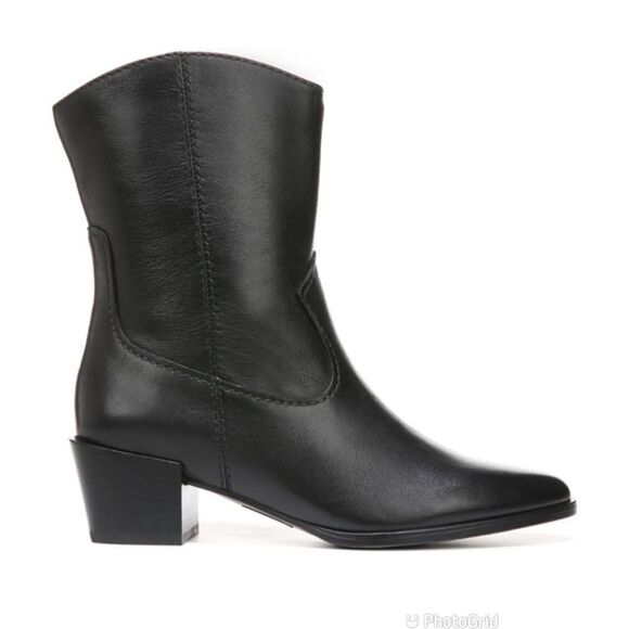 Naturalizer Shoes - NATURALIZER Gaby Black Leather Western Midi‎ Boot Bootie Block Heel Size 5 New